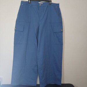 ELOQUII Elements Wide Leg Cargo Pant Size 18 Blue